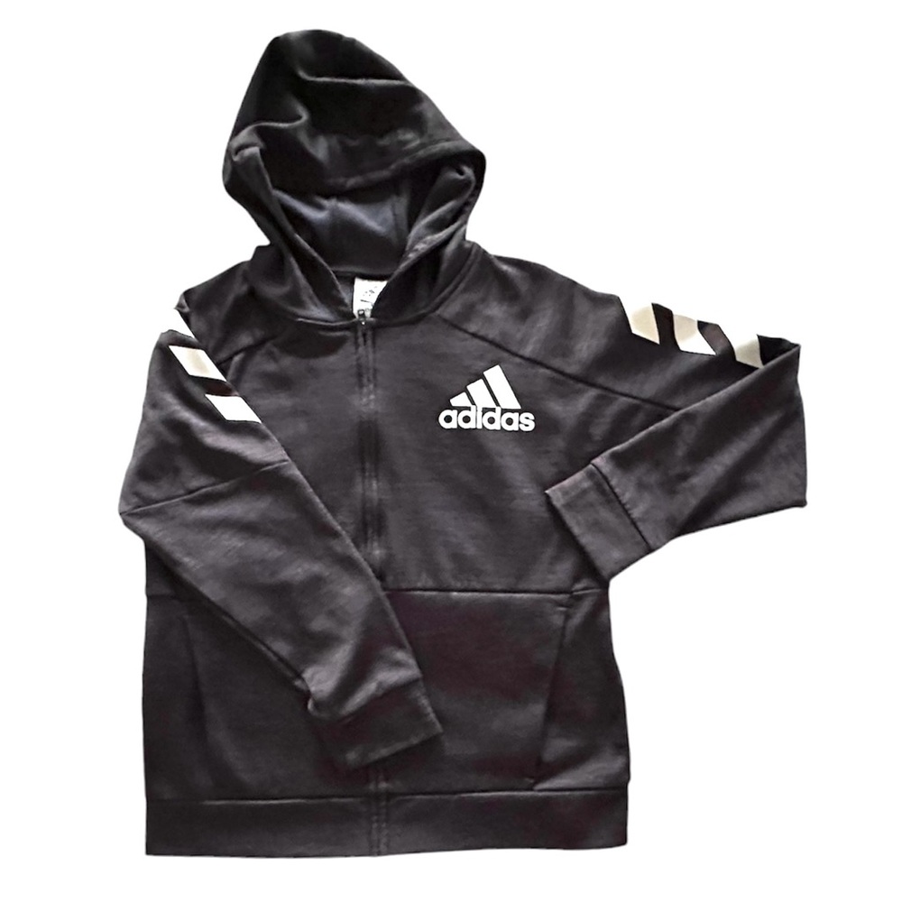 Adidas Black Hoodie Size Medium Kangaroo Pockets Front Zipper
